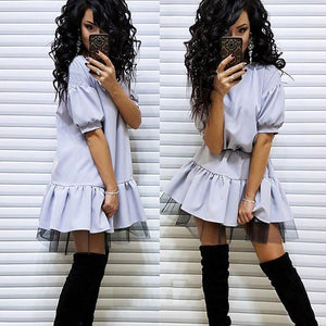 Women Vintage Lace Patchwork Sashes A-line Dress Short Sleeve O neck Casual Mini Party Dress 2019 Summer Office Lady Women Dress