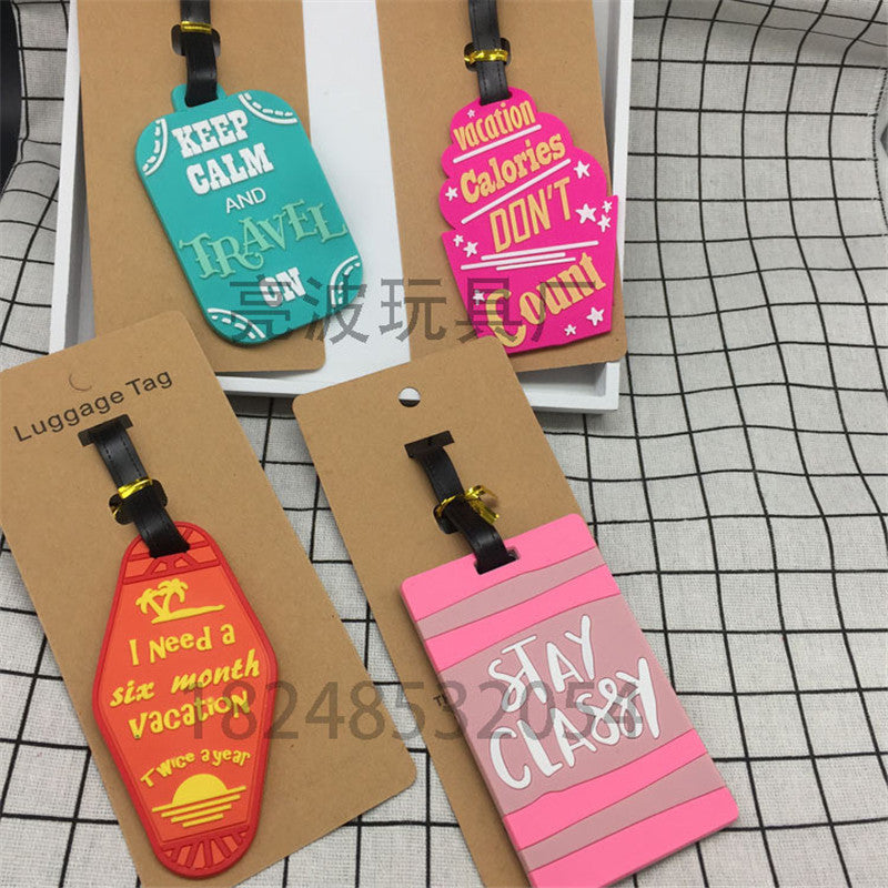 Travel Accessories Keep Calm Luggage Tag Fashion Women Silica Gel Suitcase ID Address Holder Baggage Boarding Tag Portable Label