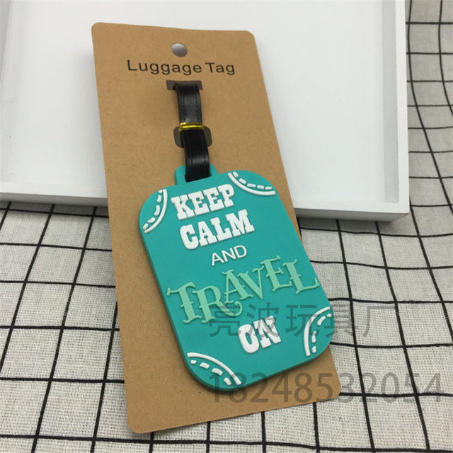 Travel Accessories Keep Calm Luggage Tag Fashion Women Silica Gel Suitcase ID Address Holder Baggage Boarding Tag Portable Label