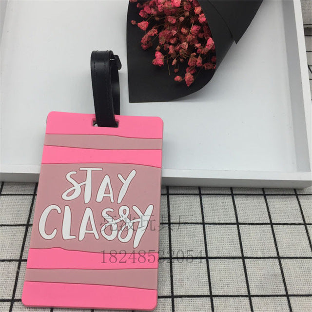 Travel Accessories Keep Calm Luggage Tag Fashion Women Silica Gel Suitcase ID Address Holder Baggage Boarding Tag Portable Label