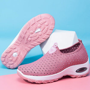 New Summer Wedges Sneakers Women Fashion Breathable Mesh Platform Sneakers Women Casual Shoes Pink Sock Shoes Woman Large Size