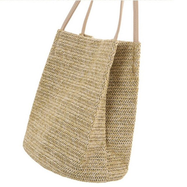 2020 New Vintage Women Girls Bohemian Rattan Straw Bag Woven Bucket Handbag Crossbody Fashion Beach Summer Bags