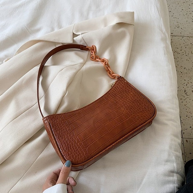 Candy Color Chain Design Small PU Leather Shoulder Bags For Women 2020 Crocodile Pattern Handbags Female Hand Bag