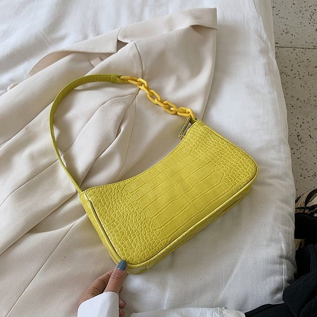 Candy Color Chain Design Small PU Leather Shoulder Bags For Women 2020 Crocodile Pattern Handbags Female Hand Bag