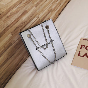 Fashion Women Bags Shoulder Crossbody Hand Long Chain Letter Printed Club Bucket Bag Girls Teenagers Handbag Female Luxury Tote