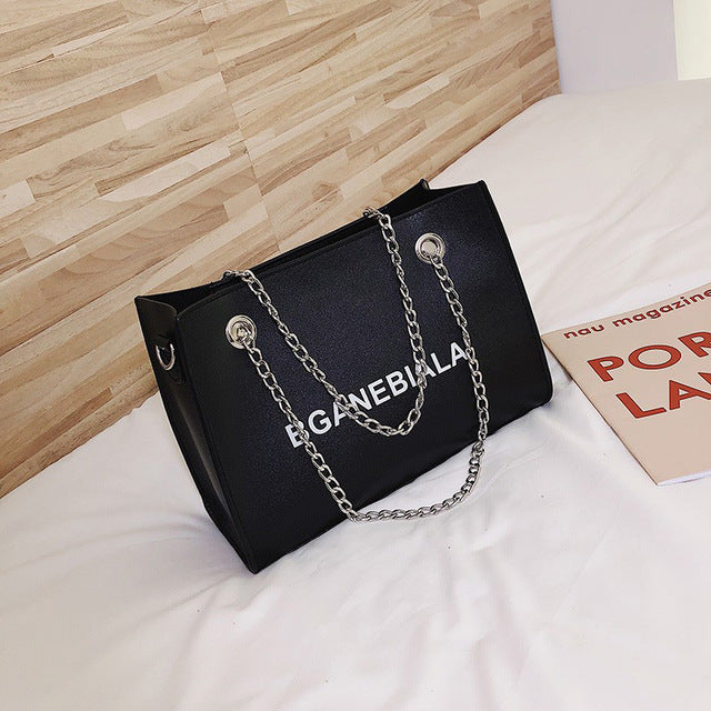 Fashion Women Bags Shoulder Crossbody Hand Long Chain Letter Printed Club Bucket Bag Girls Teenagers Handbag Female Luxury Tote