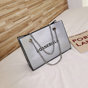 Fashion Women Bags Shoulder Crossbody Hand Long Chain Letter Printed Club Bucket Bag Girls Teenagers Handbag Female Luxury Tote