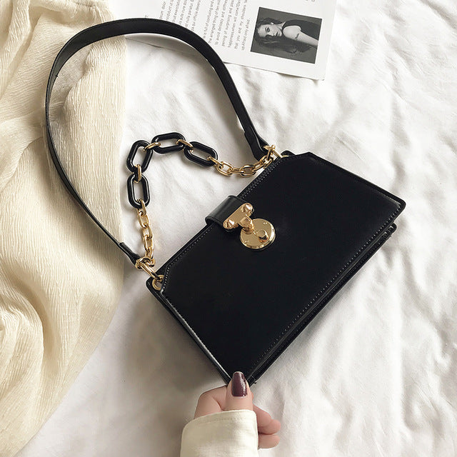 Thick Chain Design Pu Leather Shoulder Bags For Women 2020 Fashion Simple Handbags Female Handbags Lady Hand Bag