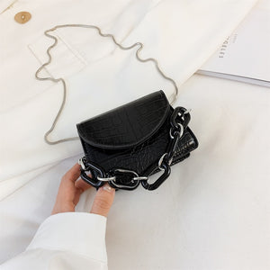 Two Sizes Acrylic Chain MINI PU Leather Crossbody Bags For Women 2020 Summer  Shoulder Handbags Female Travel Cross Body Bag