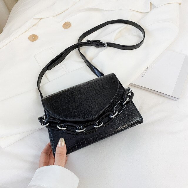 Two Sizes Acrylic Chain MINI PU Leather Crossbody Bags For Women 2020 Summer  Shoulder Handbags Female Travel Cross Body Bag