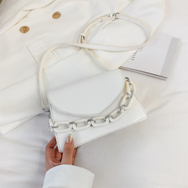 Two Sizes Acrylic Chain MINI PU Leather Crossbody Bags For Women 2020 Summer  Shoulder Handbags Female Travel Cross Body Bag