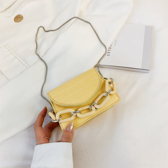 Two Sizes Acrylic Chain MINI PU Leather Crossbody Bags For Women 2020 Summer  Shoulder Handbags Female Travel Cross Body Bag