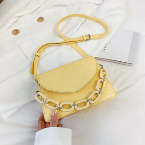 Two Sizes Acrylic Chain MINI PU Leather Crossbody Bags For Women 2020 Summer  Shoulder Handbags Female Travel Cross Body Bag