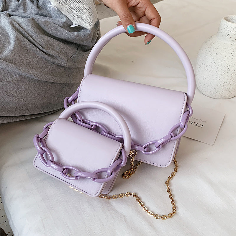 Two Size Small Chain Design Crossbody Bags For Women 2020 Summer Chain Shoulder Handbags and Purses Lady Cross Body Bag