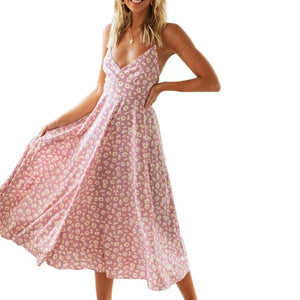 Women Boho Beach Summer Holiday Clothes Short Sleeve V-neck Floral Dress Elegant Playa Party Ladies Dress Fashion Tunic Sundress