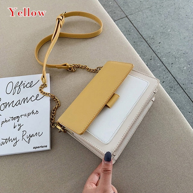 Fashion Women PU Leather Messenger Bags Crossbody Chain Bag and Handbags With Metal Chain  2020 fashion Small package