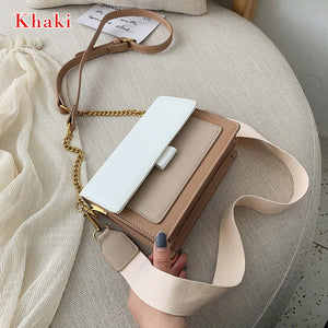 Fashion Women PU Leather Messenger Bags Crossbody Chain Bag and Handbags With Metal Chain  2020 fashion Small package
