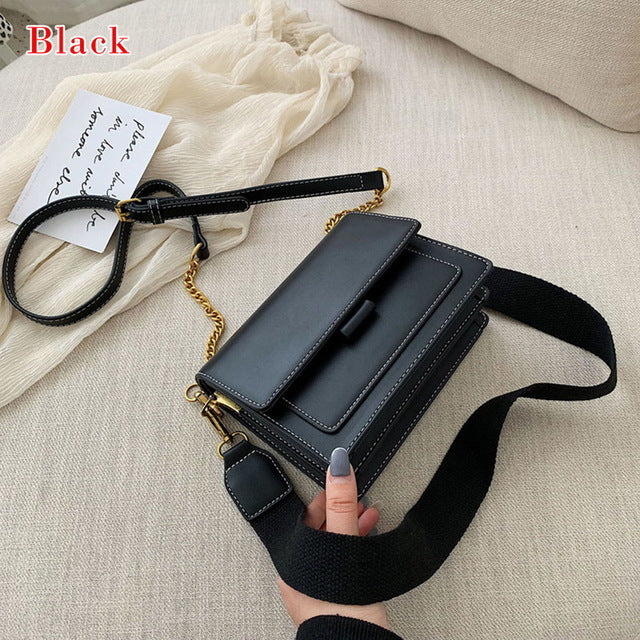 Fashion Women PU Leather Messenger Bags Crossbody Chain Bag and Handbags With Metal Chain  2020 fashion Small package