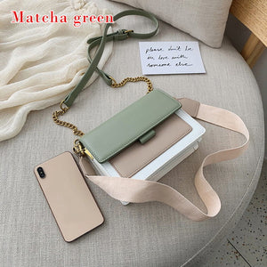 Fashion Women PU Leather Messenger Bags Crossbody Chain Bag and Handbags With Metal Chain  2020 fashion Small package