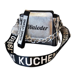 Fashion Women PU Leather Messenger Bags Crossbody Chain Bag and Handbags With Metal Chain  2020 fashion Small package