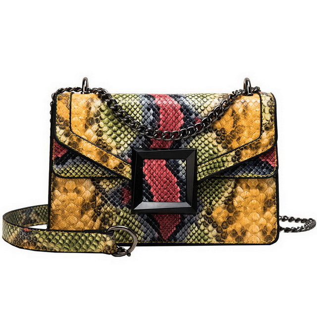 Fashion Women PU Leather Messenger Bags Crossbody Chain Bag and Handbags With Metal Chain  2020 fashion Small package