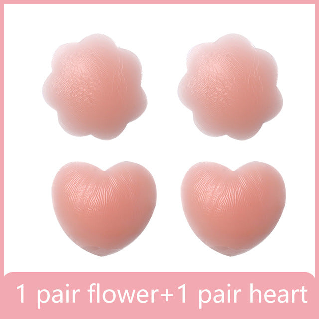 Reusable Women Breast Petals Lift Nipple Cover Invisible Adhesive Silicone Push Up Sexy Backless Strapless Breast Cover Pasties