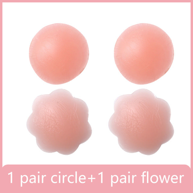 Reusable Women Breast Petals Lift Nipple Cover Invisible Adhesive Silicone Push Up Sexy Backless Strapless Breast Cover Pasties