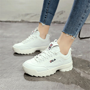 Women Shoes White Fashion Designers Sneakers Ladies Leather Platform Shoes Casual Sports Shoes Pink Walking Shoes Tenis Feminino