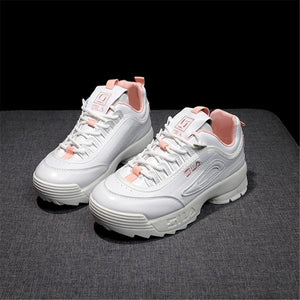 Women Shoes White Fashion Designers Sneakers Ladies Leather Platform Shoes Casual Sports Shoes Pink Walking Shoes Tenis Feminino