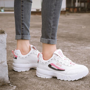Women Shoes White Fashion Designers Sneakers Ladies Leather Platform Shoes Casual Sports Shoes Pink Walking Shoes Tenis Feminino