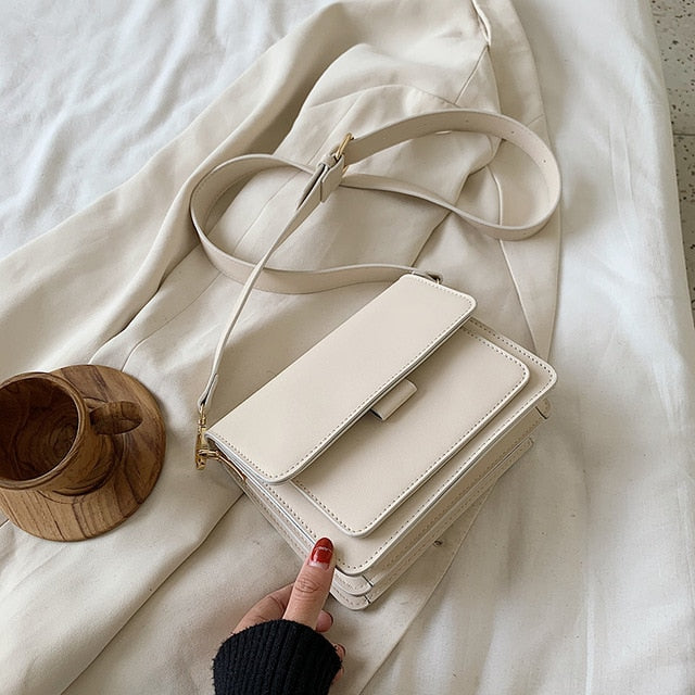 Solid Color PU Leather Crossbody Bags For Women 2020 Summer Simple Fashion Handbags and Purses Female Shoulder Bags