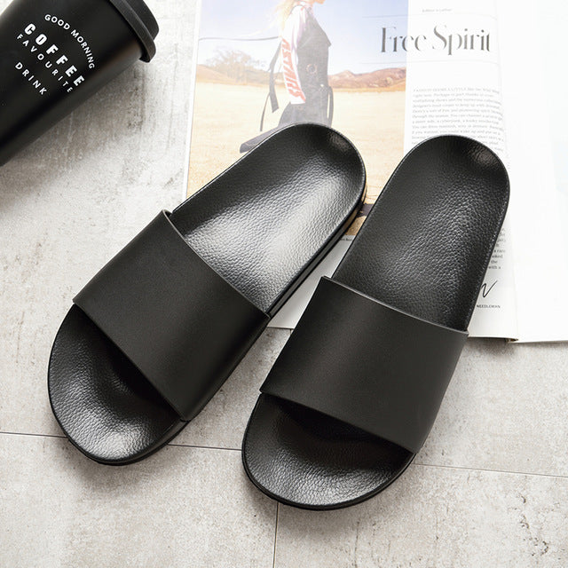 Summer Men Slippers Casual Black and White Shoes Non-slip Slides Bathroom Sandals Soft Sole Flip Flops large size 47 Man Gift