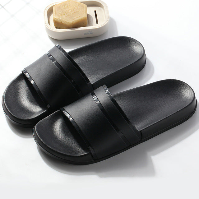 Summer Men Slippers Casual Black and White Shoes Non-slip Slides Bathroom Sandals Soft Sole Flip Flops large size 47 Man Gift