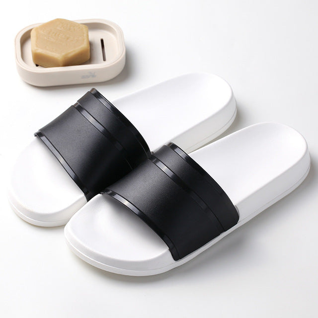Summer Men Slippers Casual Black and White Shoes Non-slip Slides Bathroom Sandals Soft Sole Flip Flops large size 47 Man Gift