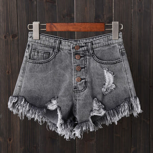 SHUJIN 2020 Women Sexy Tassel Hole Shorts Jeans Denim Short Pants Women'S Denim Shorts Pantalones Cortos Mujer