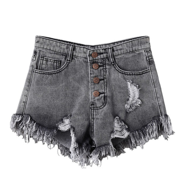 SHUJIN 2020 Women Sexy Tassel Hole Shorts Jeans Denim Short Pants Women'S Denim Shorts Pantalones Cortos Mujer