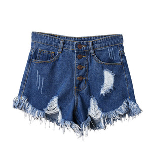 SHUJIN 2020 Women Sexy Tassel Hole Shorts Jeans Denim Short Pants Women'S Denim Shorts Pantalones Cortos Mujer