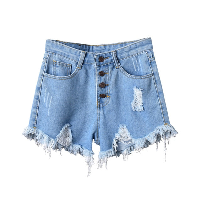 SHUJIN 2020 Women Sexy Tassel Hole Shorts Jeans Denim Short Pants Women'S Denim Shorts Pantalones Cortos Mujer