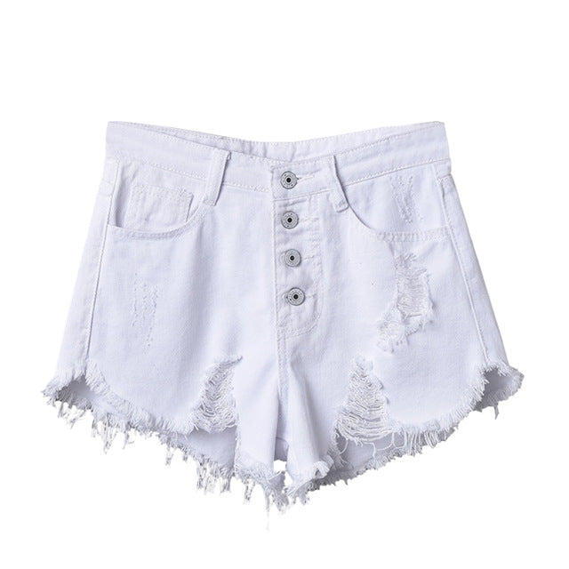 SHUJIN 2020 Women Sexy Tassel Hole Shorts Jeans Denim Short Pants Women'S Denim Shorts Pantalones Cortos Mujer
