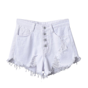 SHUJIN 2020 Women Sexy Tassel Hole Shorts Jeans Denim Short Pants Women'S Denim Shorts Pantalones Cortos Mujer