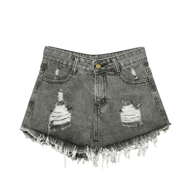 SHUJIN 2020 Women Sexy Tassel Hole Shorts Jeans Denim Short Pants Women'S Denim Shorts Pantalones Cortos Mujer