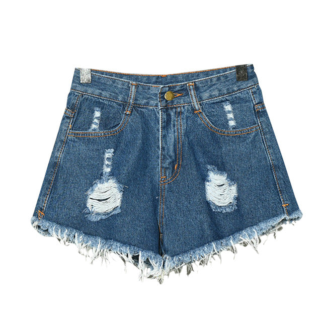 SHUJIN 2020 Women Sexy Tassel Hole Shorts Jeans Denim Short Pants Women'S Denim Shorts Pantalones Cortos Mujer