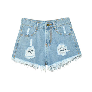 SHUJIN 2020 Women Sexy Tassel Hole Shorts Jeans Denim Short Pants Women'S Denim Shorts Pantalones Cortos Mujer
