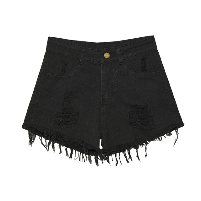SHUJIN 2020 Women Sexy Tassel Hole Shorts Jeans Denim Short Pants Women'S Denim Shorts Pantalones Cortos Mujer