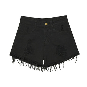 SHUJIN 2020 Women Sexy Tassel Hole Shorts Jeans Denim Short Pants Women'S Denim Shorts Pantalones Cortos Mujer