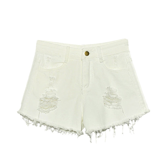 SHUJIN 2020 Women Sexy Tassel Hole Shorts Jeans Denim Short Pants Women'S Denim Shorts Pantalones Cortos Mujer