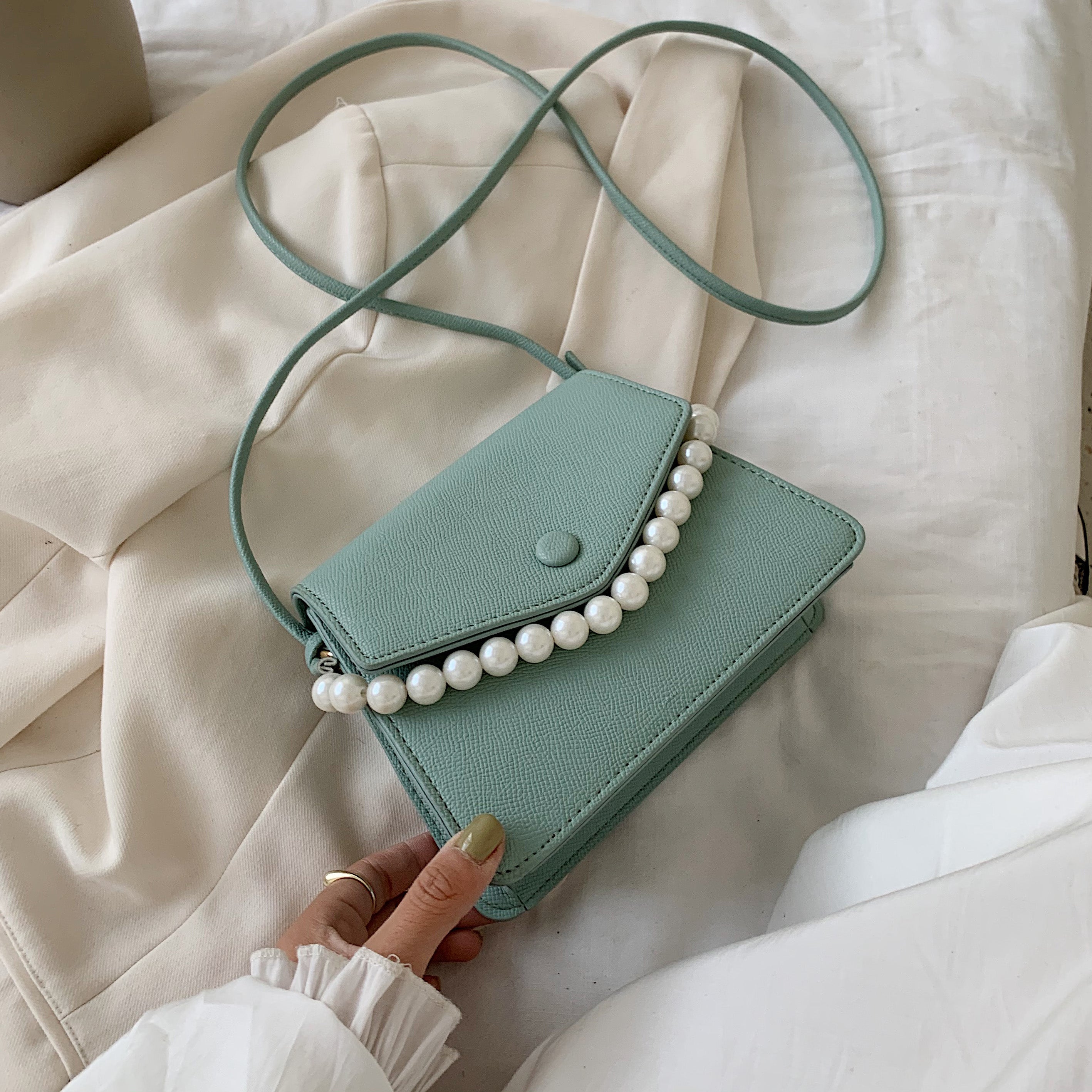Pearl Design PU Leather Crossbody Bags For Women 2020 Mini Shoulder Messenger Bag Female Fashion Handbags and Purses
