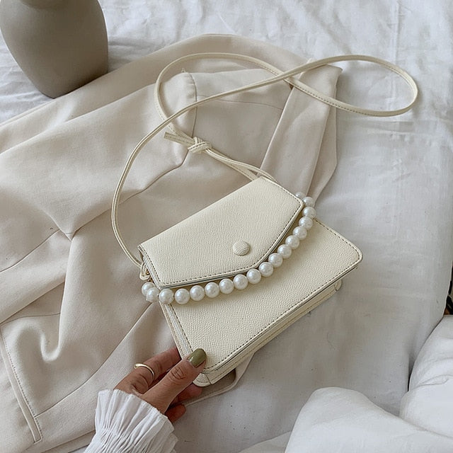 Pearl Design PU Leather Crossbody Bags For Women 2020 Mini Shoulder Messenger Bag Female Fashion Handbags and Purses