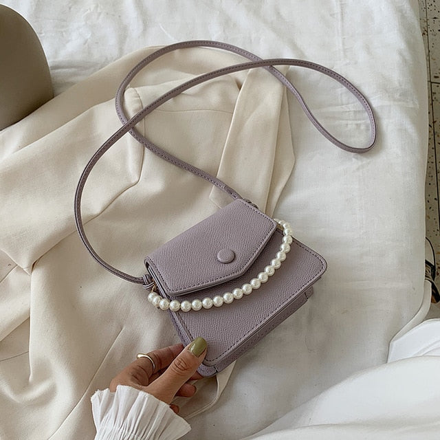 Pearl Design PU Leather Crossbody Bags For Women 2020 Mini Shoulder Messenger Bag Female Fashion Handbags and Purses