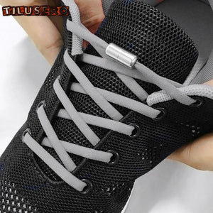 1Pair Quick Lazy Laces Round Elastic No tie Shoe Laces For Kids and Adult Sneakers Shoelace